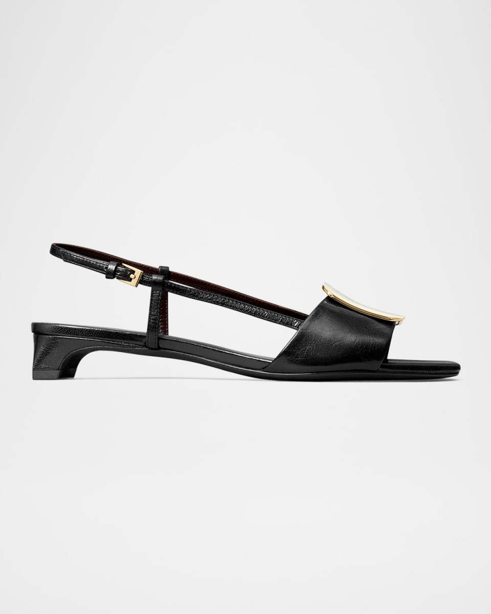 Georgia Leather Buckle Slingback Sandals